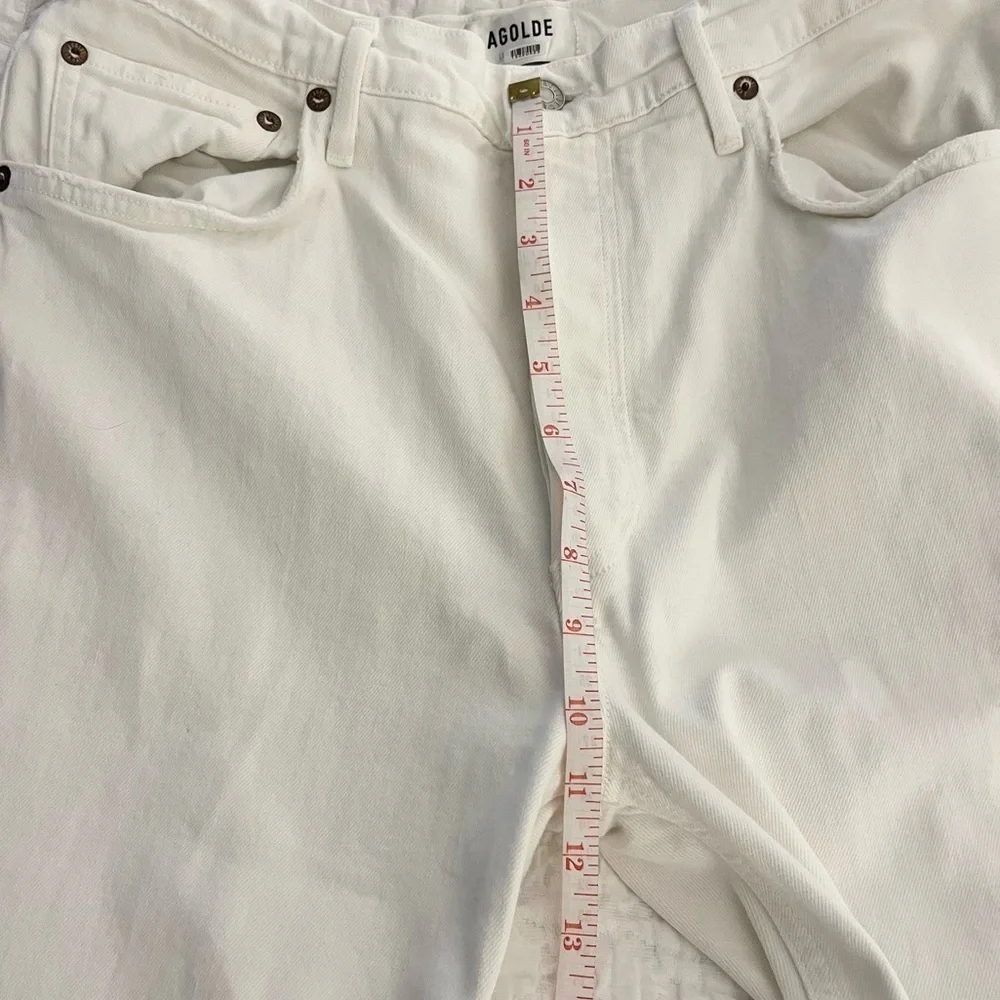 Agolde White Riley Crop Straight Leg Jeans Size 31 - Picture 12 of 13